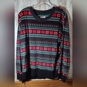 Secret Treasures Festive Black and Red Pajama Top Christmas Super Soft